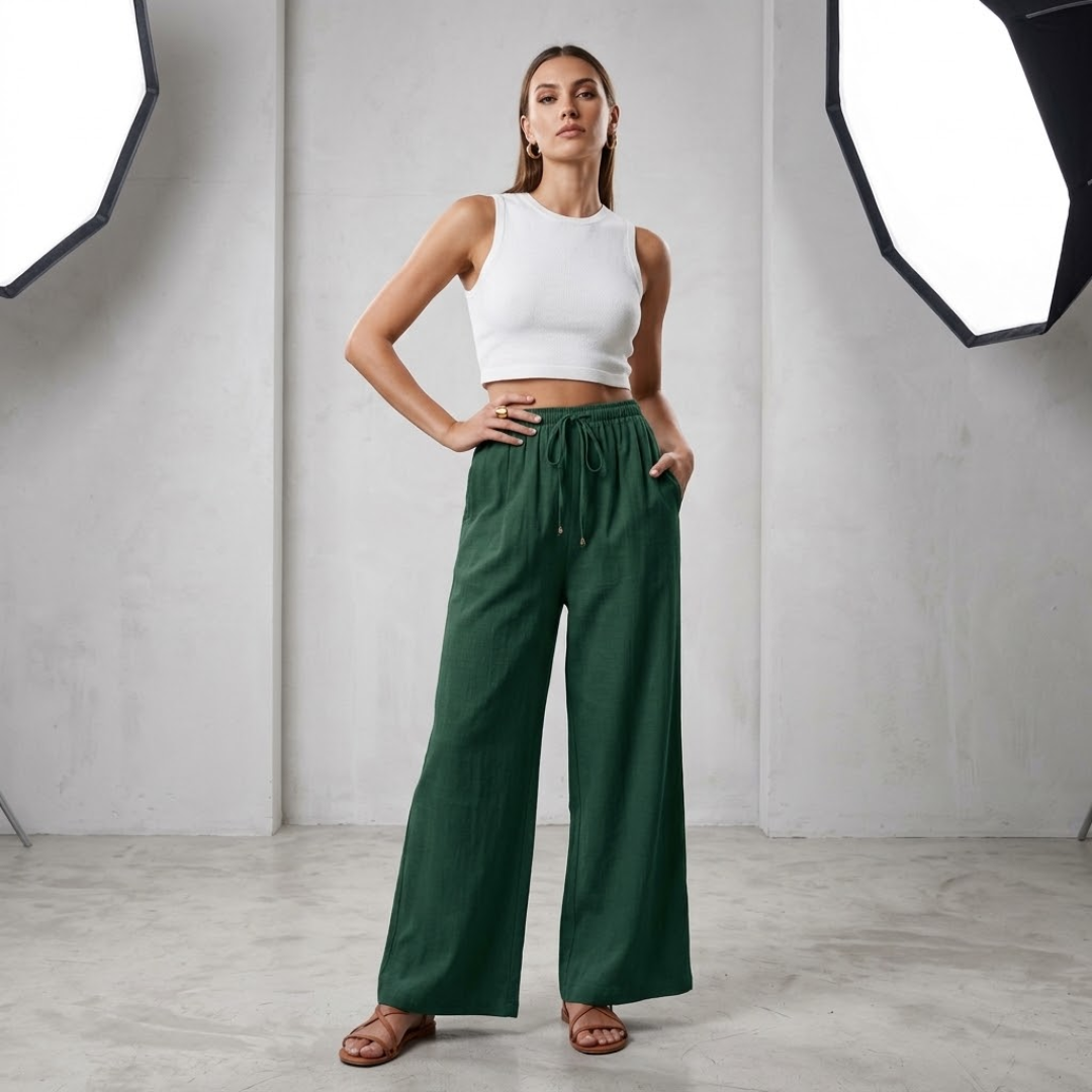 Varel | Pantalones cómodos de pierna ancha y cintura alta