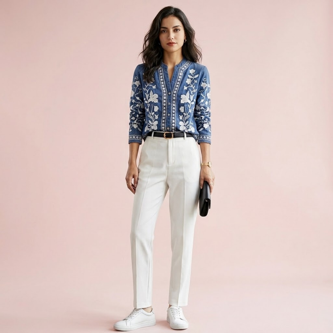 Cárdigan Boho Denim Bloom