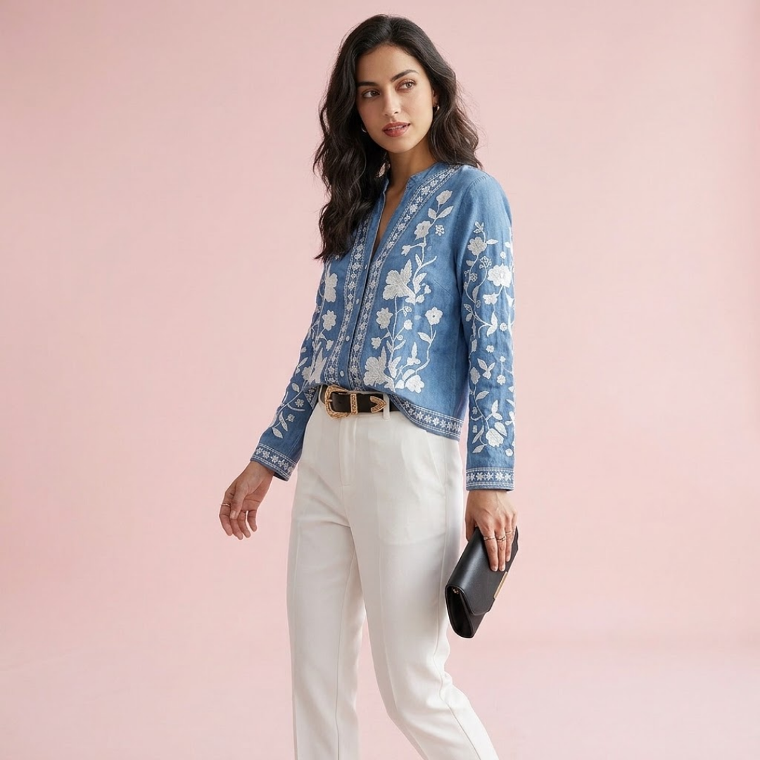 Cárdigan Boho Denim Bloom