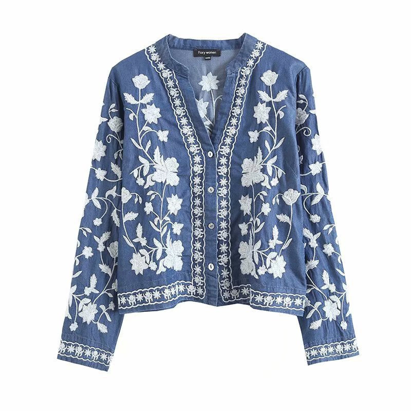 Cárdigan Boho Denim Bloom