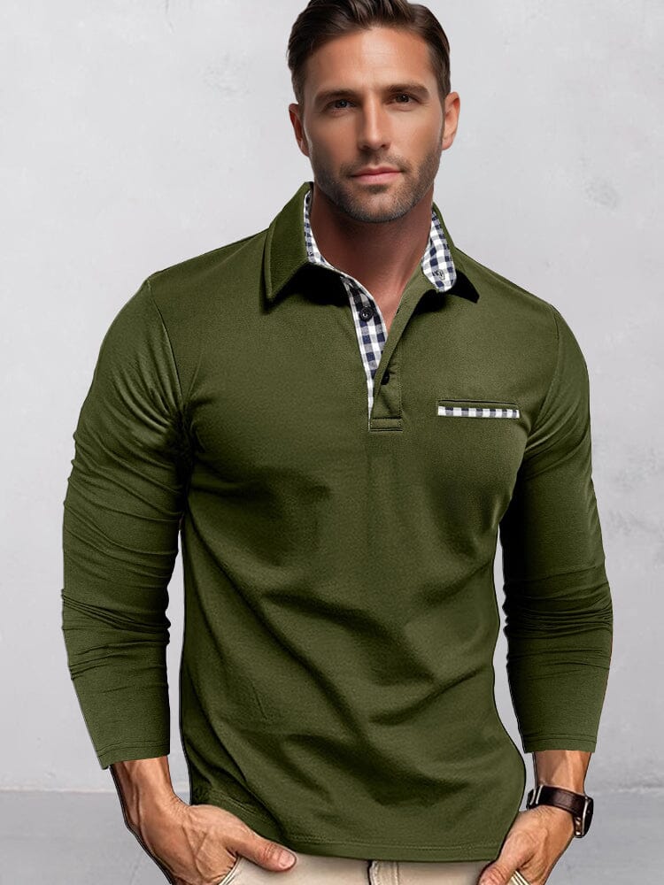 Camisa clásica de corte regular con cuadros en contraste