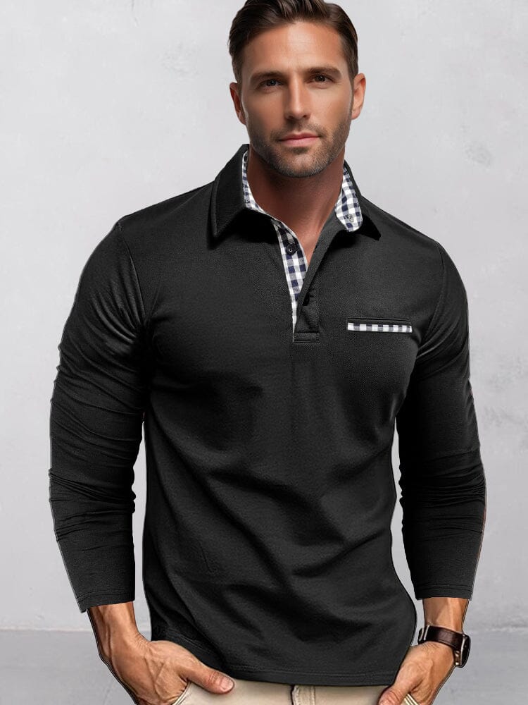 Camisa clásica de corte regular con cuadros en contraste