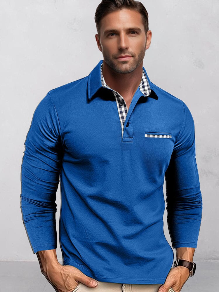 Camisa clásica de corte regular con cuadros en contraste