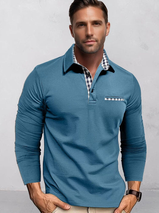 Camisa clásica de corte regular con cuadros en contraste