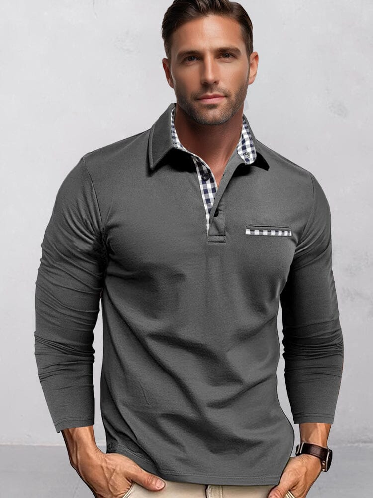 Camisa clásica de corte regular con cuadros en contraste