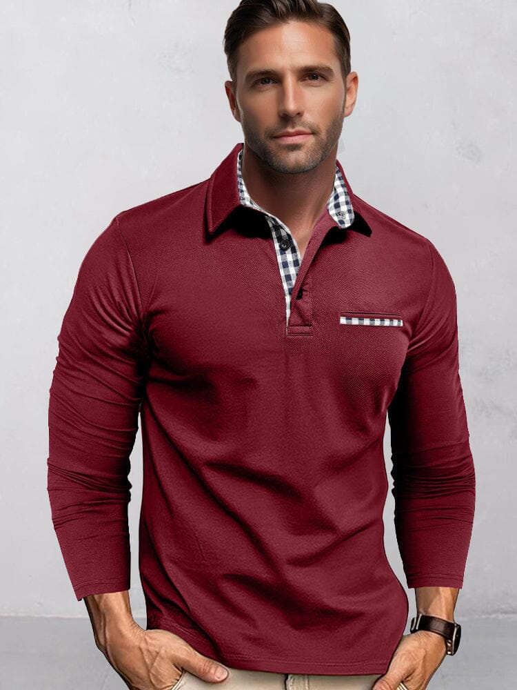 Camisa clásica de corte regular con cuadros en contraste
