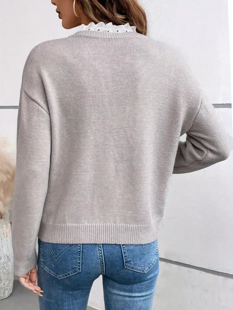 Celine | Jersey elegante con cuello de encaje y tacto de cachemir